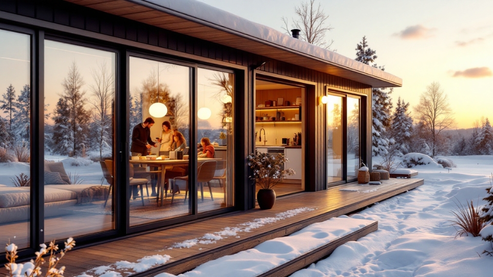 Каркасный дом зимой