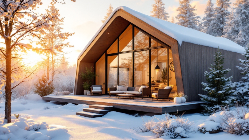 Каркасный дом зимой